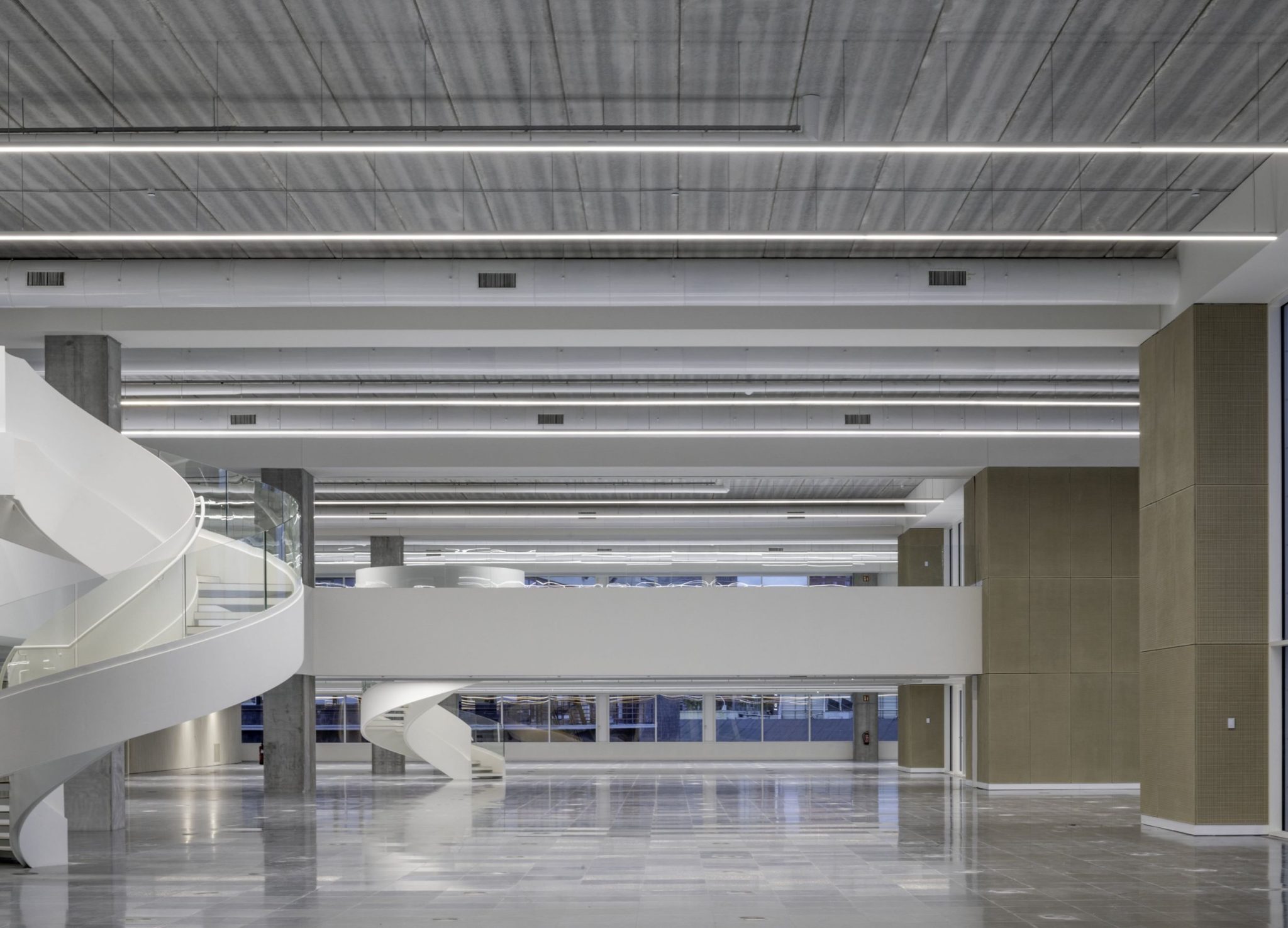 HONEXT boards installed as large-scale wall cladding in double-height office space