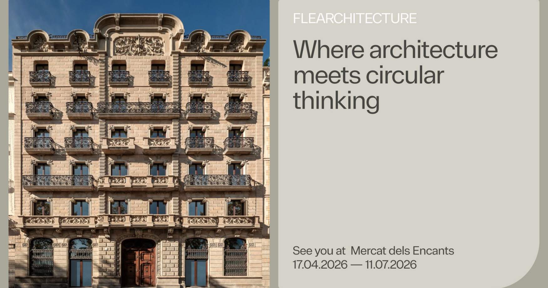 FLEARCHITECTURE exhibition Barcelona circular architecture materials display
