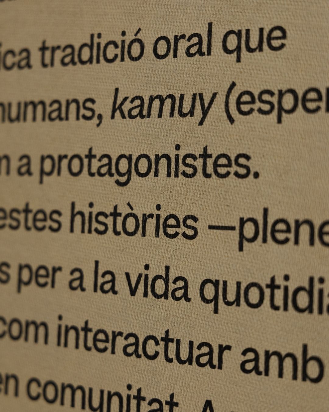 Entrada a la exposición del museo con revestimiento de pared HONEXT® impreso digitalmente en Aynu